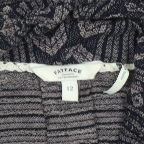 FatFace Women's Blue Geometric Knit Cotton Modal Coatigan Size 12