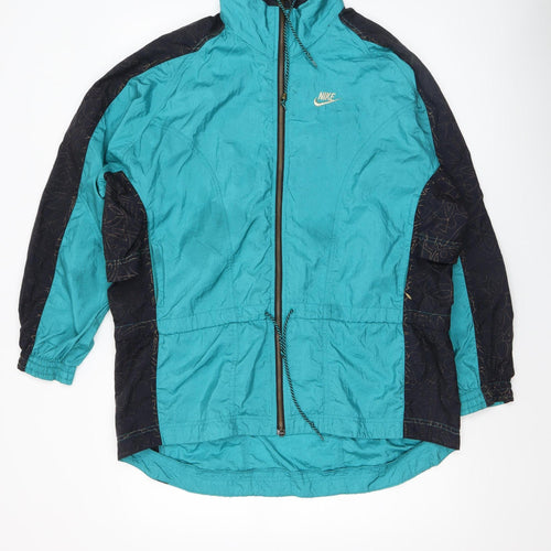 Nike Women’s Teal & Black Windbreaker Jacket Size S Nylon 90s Style