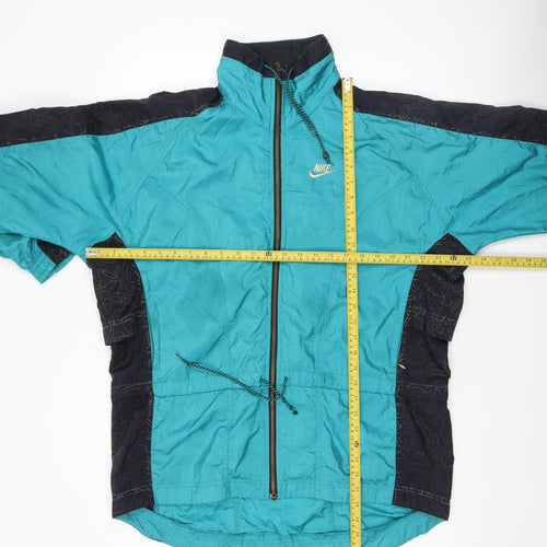 Nike Women’s Teal & Black Windbreaker Jacket Size S Nylon 90s Style