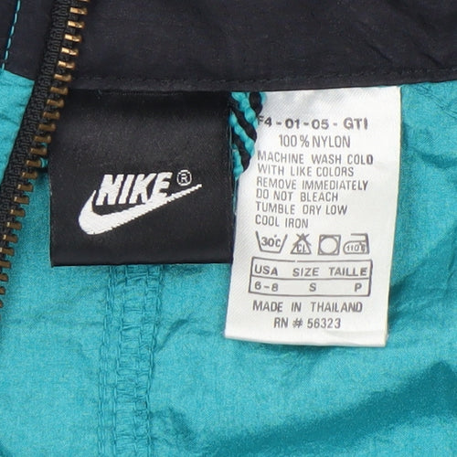 Nike Women’s Teal & Black Windbreaker Jacket Size S Nylon 90s Style