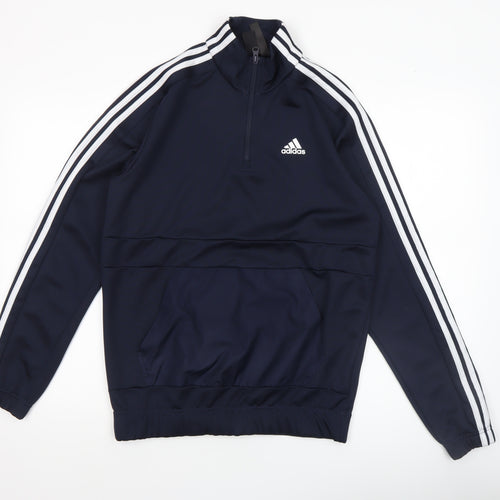 Adidas Men's Blue 1/4 Zip Regular Fit Sports Sweatshirt S
