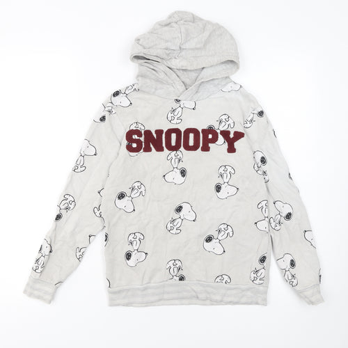 H&M Boys Grey Snoopy Pullover Hoodie 9-10 Years Jersey Cotton Blend