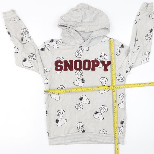 H&M Boys Grey Snoopy Pullover Hoodie 9-10 Years Jersey Cotton Blend