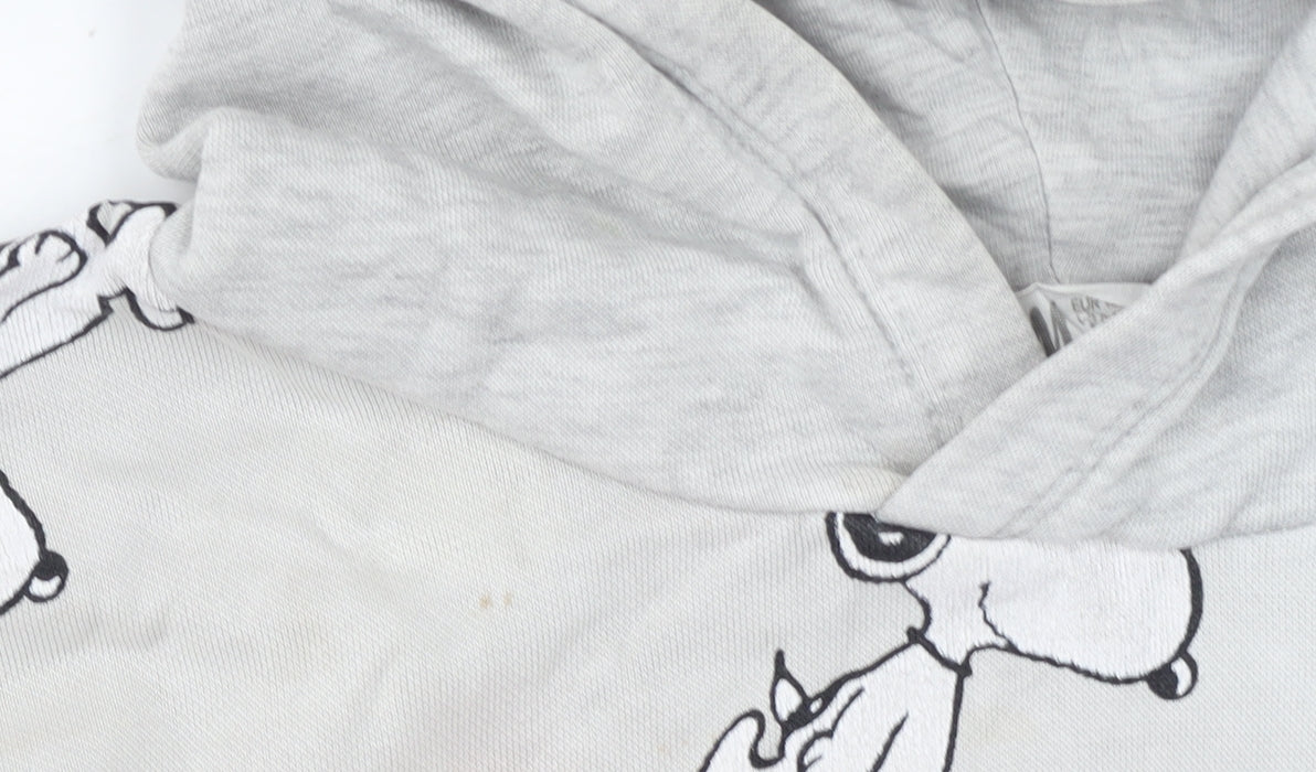 H&M Boys Grey Snoopy Pullover Hoodie 9-10 Years Jersey Cotton Blend