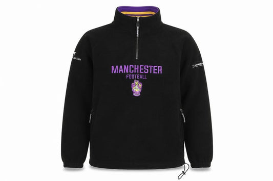Front view of Surridge Men's Black Fleece 1/4 Zip Football Jacket, size M