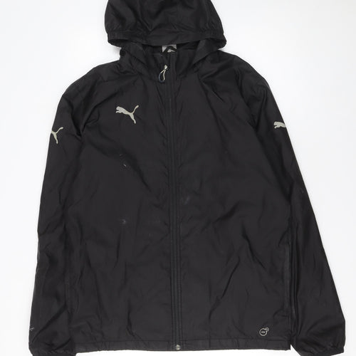 Puma Men's Black M Hooded Windbreaker Jacket Nylon Zip Up