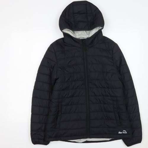 Peter Storm Womens Black Size 12 Puffer Jacket Hooded Quilted Coat