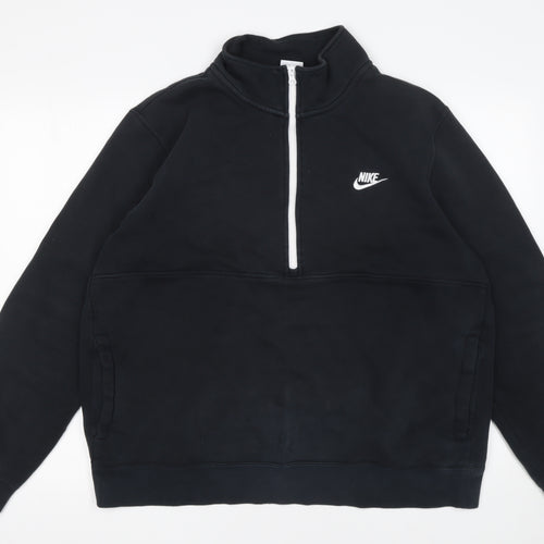 Nike Men's Black 1/4 Zip Fleece Sweatshirt L Regular Fit