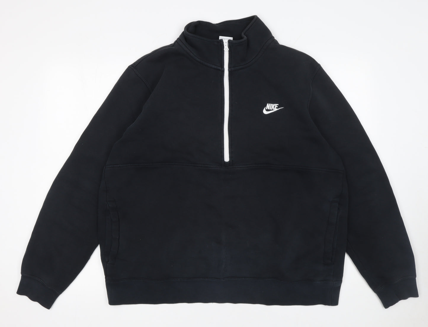 Nike Men's Black 1/4 Zip Fleece Sweatshirt L Regular Fit