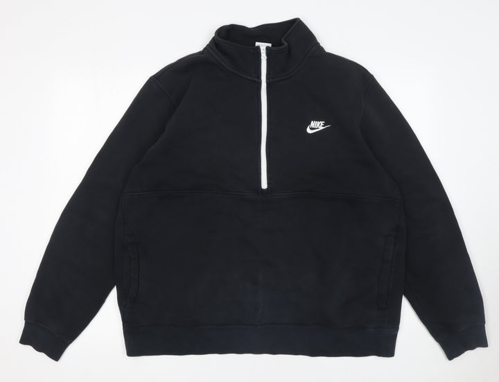 Nike Men's Black 1/4 Zip Fleece Sweatshirt L Regular Fit