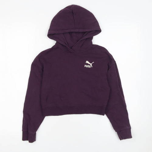 Puma Girls Purple Hoodie 11-12 Years Pullover Sports Style Sweatshirt