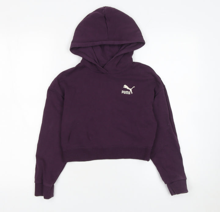 Puma Girls Purple Hoodie 11-12 Years Pullover Sports Style Sweatshirt