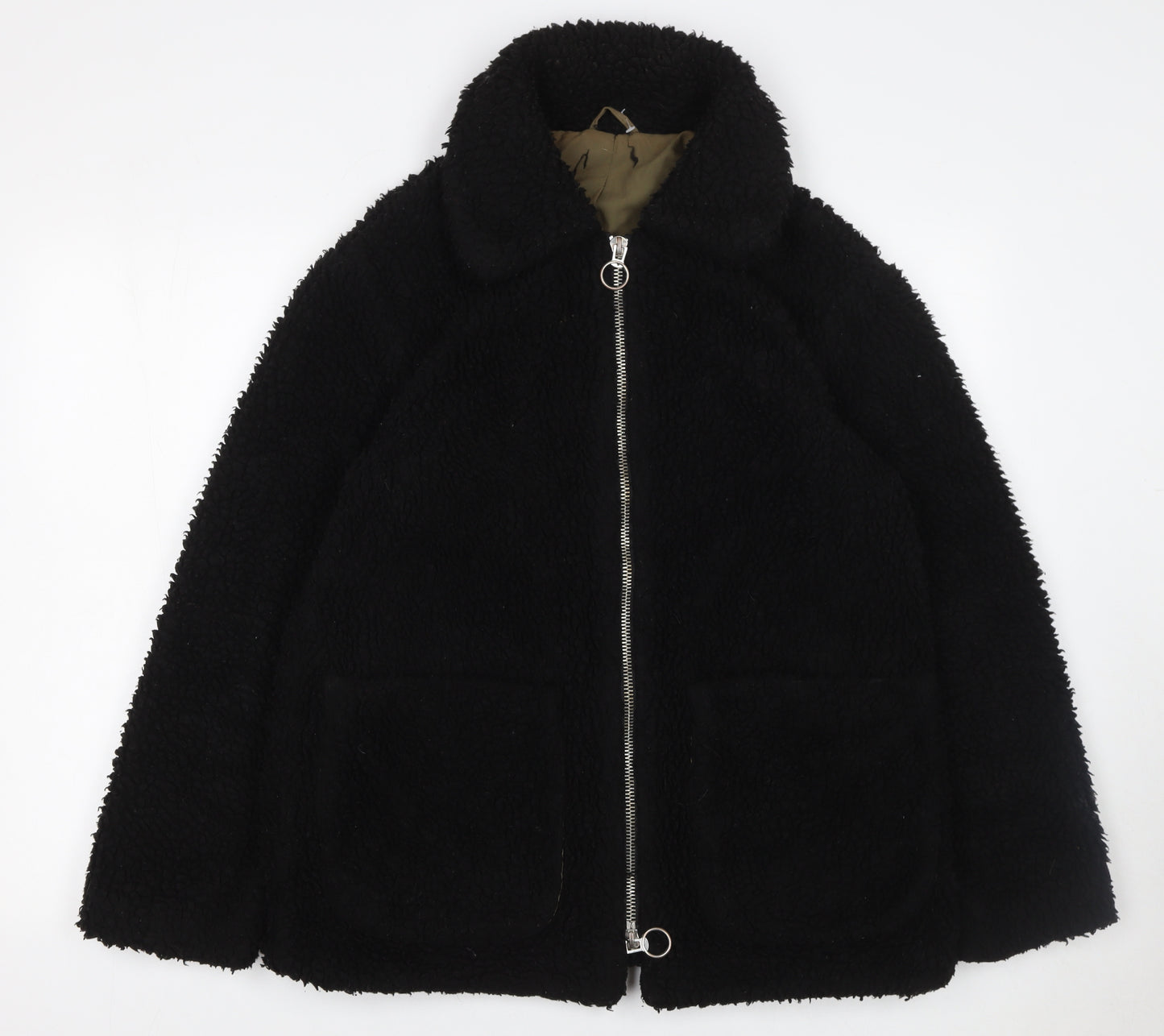 Topshop Women’s Black Teddy Fleece Zip Jacket Size 10
