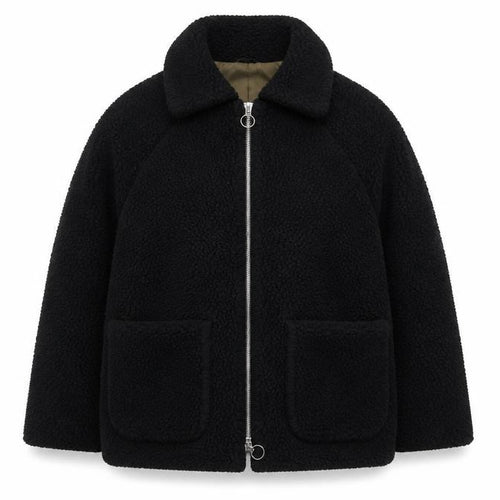 Topshop Women’s Black Teddy Fleece Zip Jacket Size 10