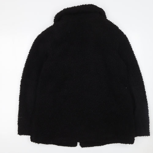 Topshop Women’s Black Teddy Fleece Zip Jacket Size 10