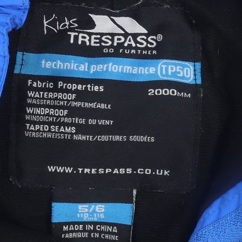 Trespass Boys Blue Snow Pants 5 Years Waterproof Winter Trousers