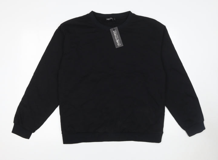 I Saw It First Womens Black L Pullover Sweatshirt Cotton Blend