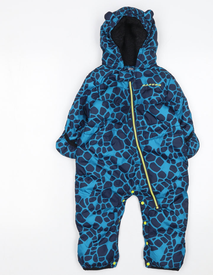 Dare 2b Unisex Baby Blue Animal Print Hooded Puffer Snowsuit 6-12 Months
