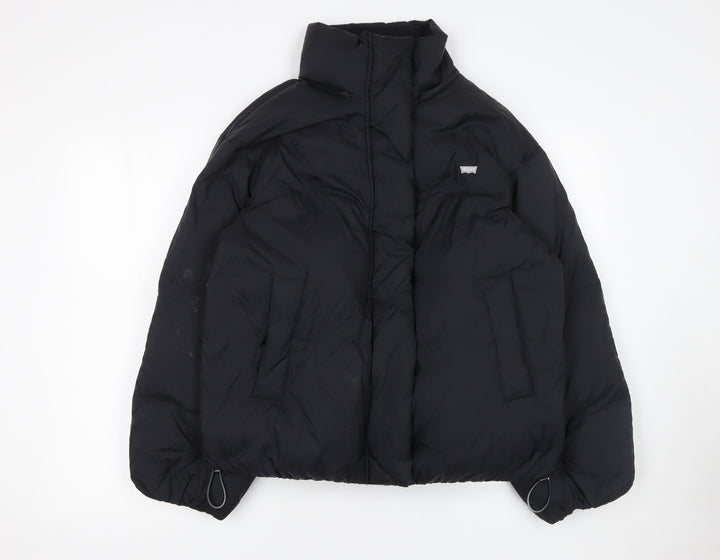 Levi's Women's Black Puffer Jacket Small Polyester Zip Winter Warm Coat