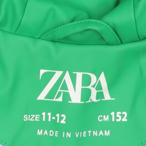 Zara Boys Green Hooded Rain Coat 11-12 Years Waterproof Mid-Length