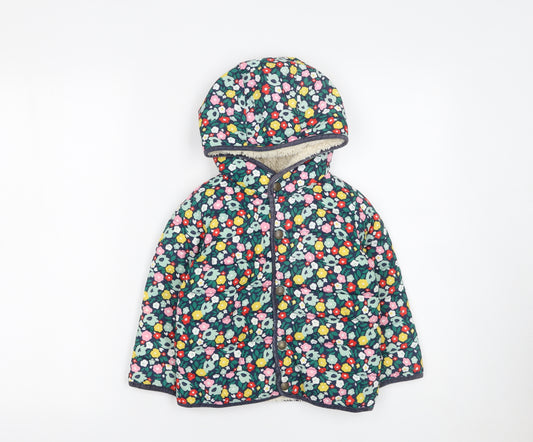Boden Girls Multicoloured Floral Hooded Puffer Jacket 2-3 Years