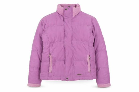 Front view of Dublin women’s pink puffer jacket, size S, winter outdoor zip coat