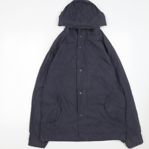 Fat Face Womens Blue Hooded Parka Jacket Size S Cotton Blend