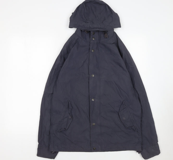 Fat Face Womens Blue Hooded Parka Jacket Size S Cotton Blend