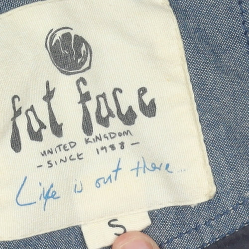 Fat Face Womens Blue Hooded Parka Jacket Size S Cotton Blend
