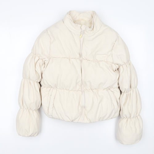 Matalan Girls Ivory Puffer Jacket 13 Years Short Zip Winter Coat