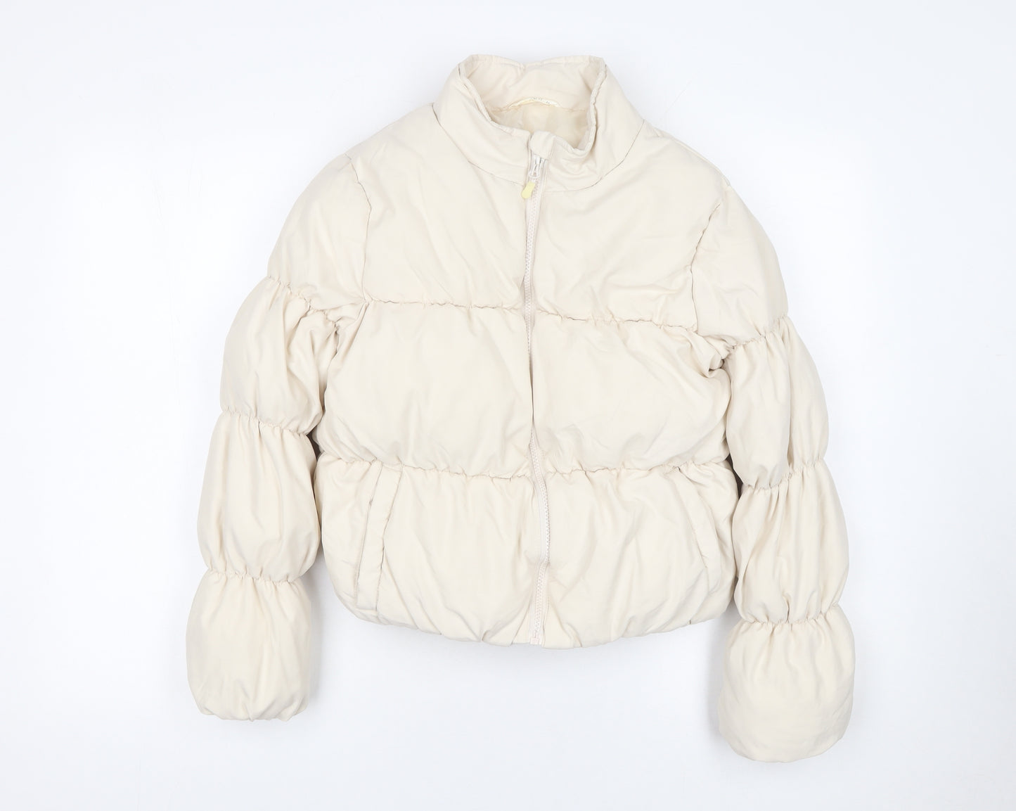 Matalan Girls Ivory Puffer Jacket 13 Years Short Zip Winter Coat