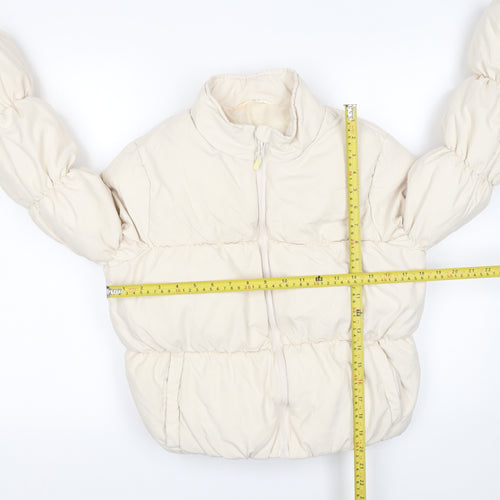 Matalan Girls Ivory Puffer Jacket 13 Years Short Zip Winter Coat