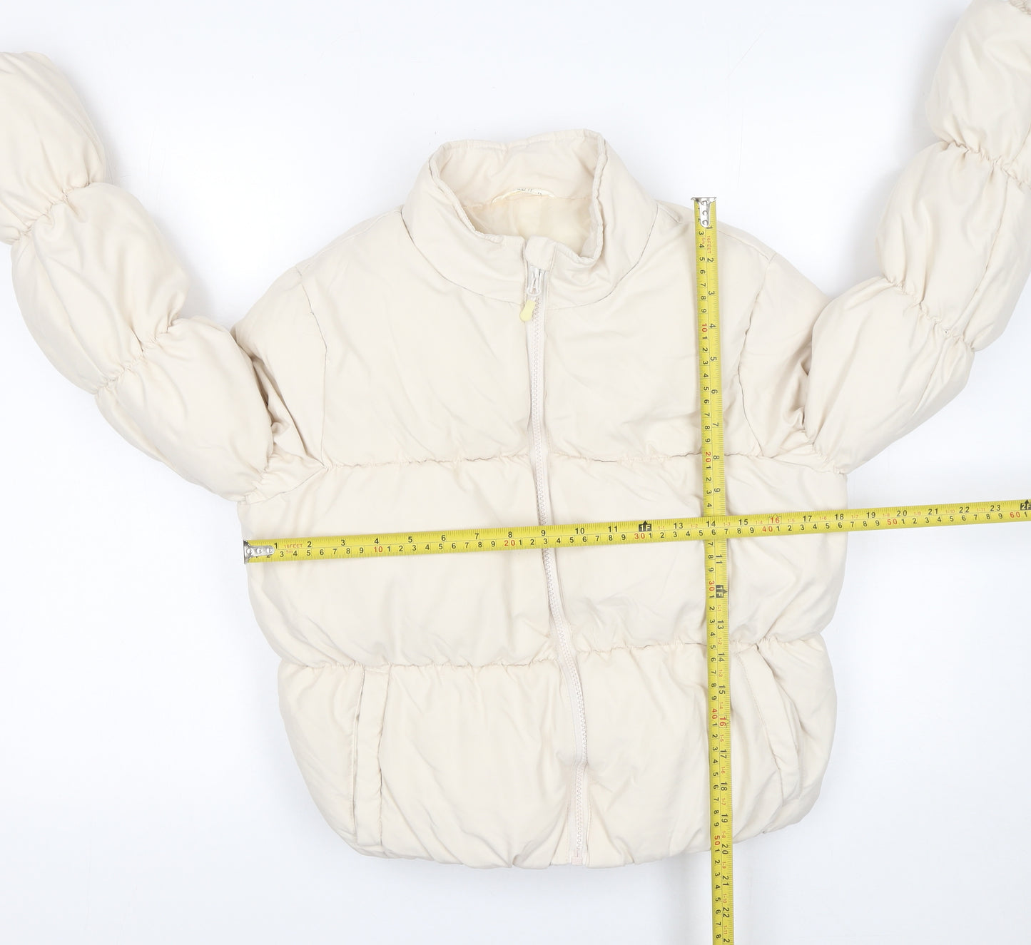 Matalan Girls Ivory Puffer Jacket 13 Years Short Zip Winter Coat