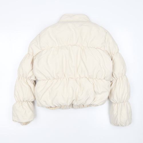 Matalan Girls Ivory Puffer Jacket 13 Years Short Zip Winter Coat