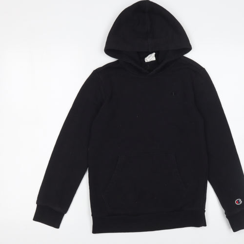 Champion Boys Black Hoodie Size 11-12 Years Pullover Cotton Blend Sweatshirt