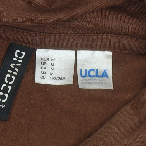H&M Divided UCLA Brown Cropped Hoodie Women M Pullover Graphic Print