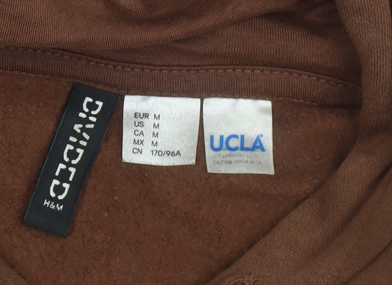 H&M Divided UCLA Brown Cropped Hoodie Women M Pullover Graphic Print