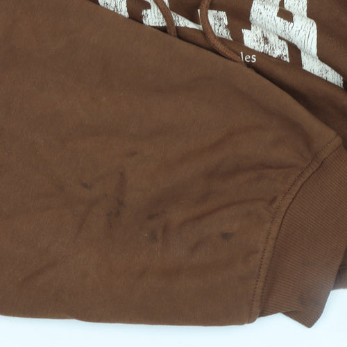 H&M Divided UCLA Brown Cropped Hoodie Women M Pullover Graphic Print