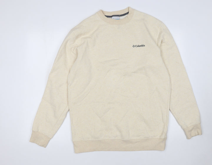 Columbia Men Beige Cotton Blend Crew Neck Sweatshirt M