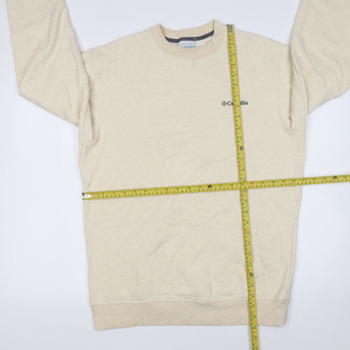 Columbia Men Beige Cotton Blend Crew Neck Sweatshirt M