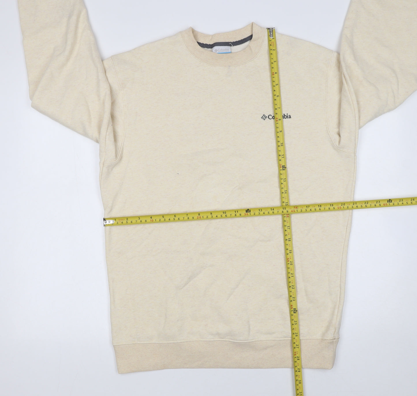 Columbia Men Beige Cotton Blend Crew Neck Sweatshirt M