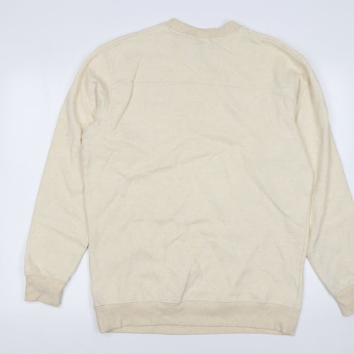 Columbia Men Beige Cotton Blend Crew Neck Sweatshirt M