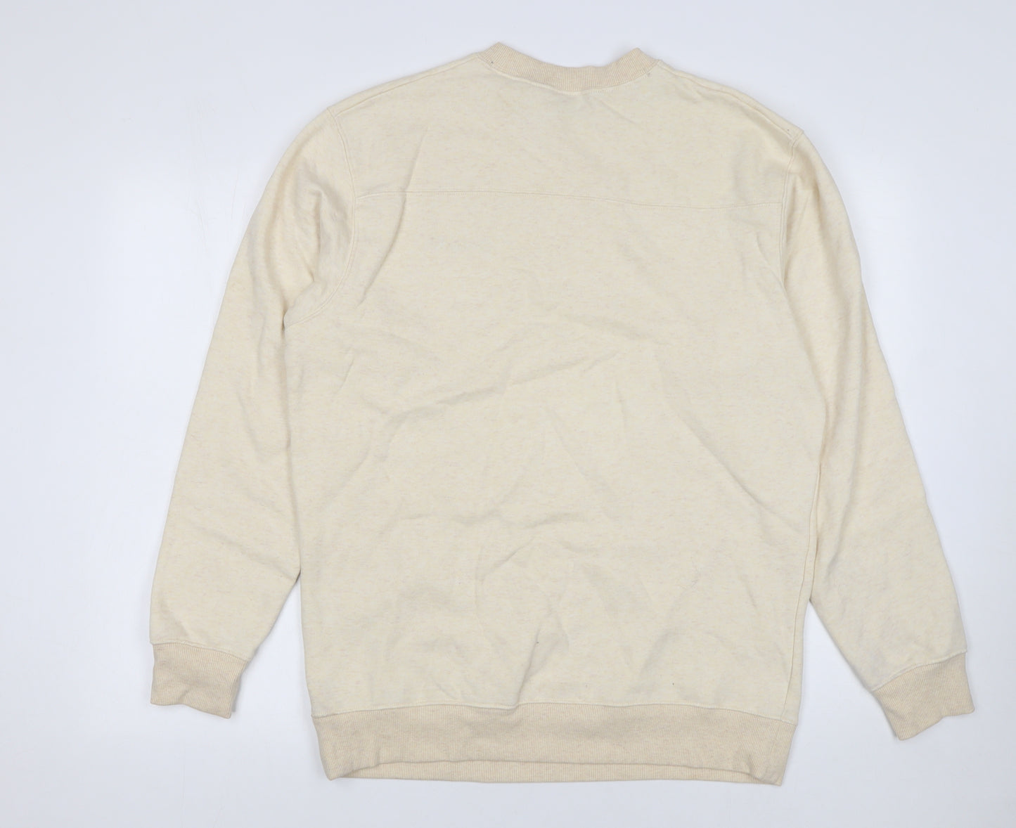 Columbia Men Beige Cotton Blend Crew Neck Sweatshirt M