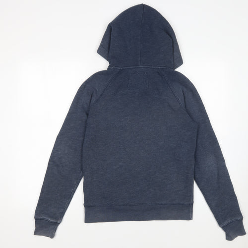 Jack Wills Womens Blue Full Zip Hoodie UK 10 Cotton Blend Casual