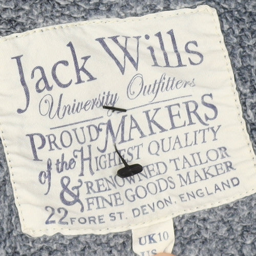 Jack Wills Womens Blue Full Zip Hoodie UK 10 Cotton Blend Casual