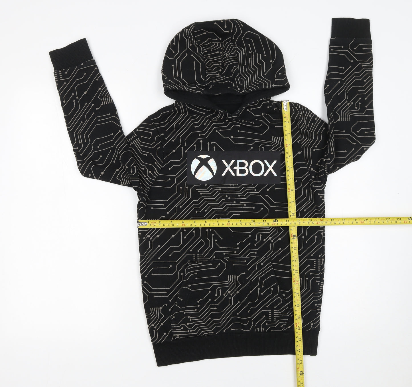 F&F Boys Black Xbox Pullover Hoodie 10-11 Years Graphic Gamer Sweatshirt