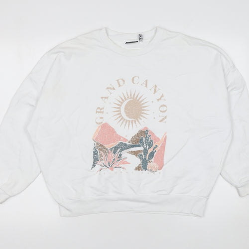 ASOS Design Women White Cotton Grand Canyon Graphic Pullover Sweatshirt Size 10