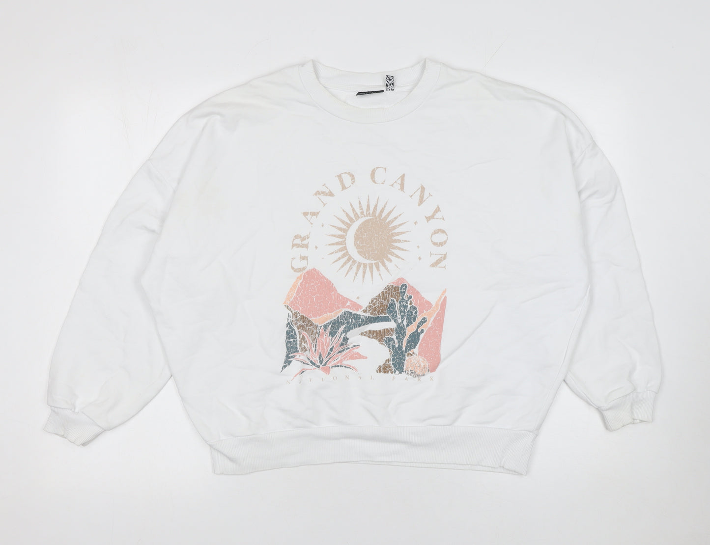 ASOS Design Women White Cotton Grand Canyon Graphic Pullover Sweatshirt Size 10