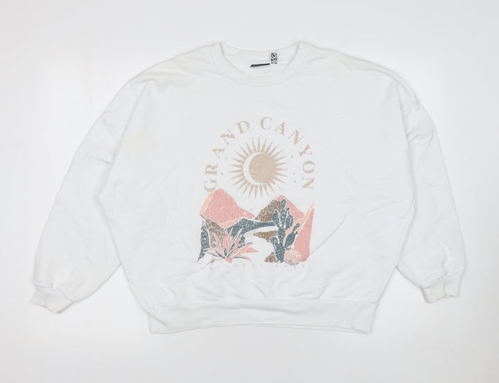 ASOS Design Women White Cotton Grand Canyon Graphic Pullover Sweatshirt Size 10