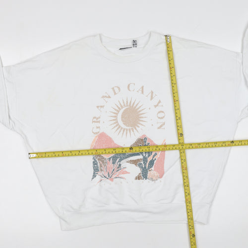ASOS Design Women White Cotton Grand Canyon Graphic Pullover Sweatshirt Size 10